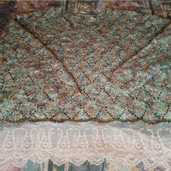 Buckle Gimmicks By Bke Womens M Multicolored Open Knit Sweater Lace Trim Boho. - Picture 5 of 12